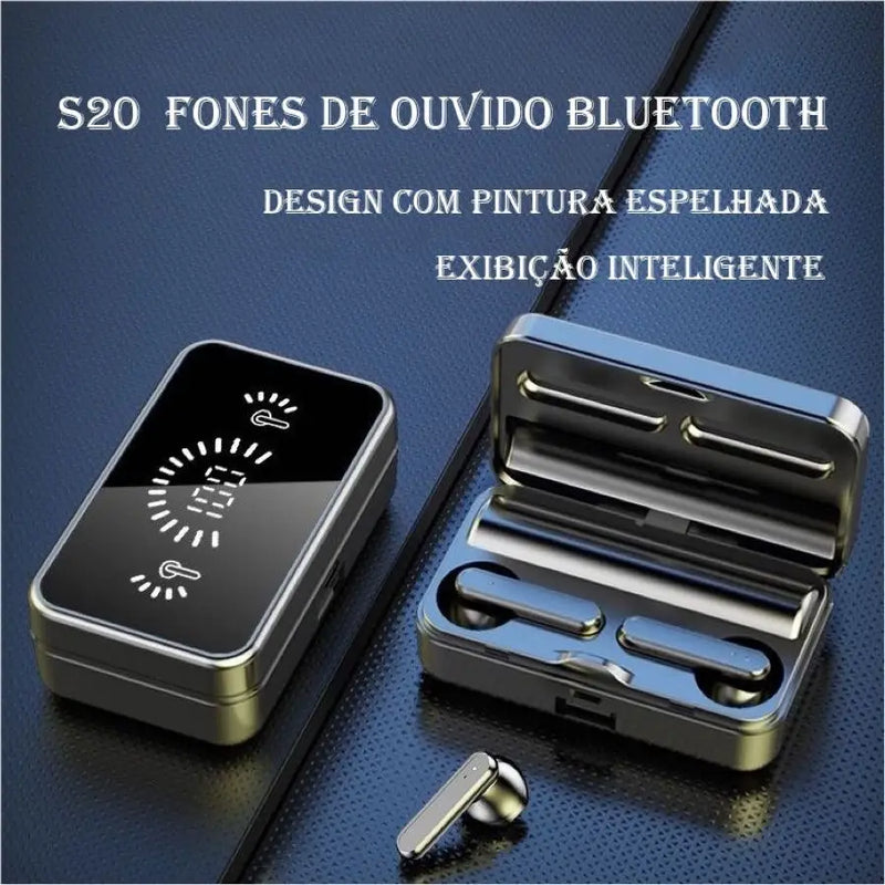 S20 TWS Sem Fio Bluetooth Headset Com Caixa De Carga, Cancelamento De Ruído, Fones De Ouvido LED Com Microfone, Fones De Ouvido