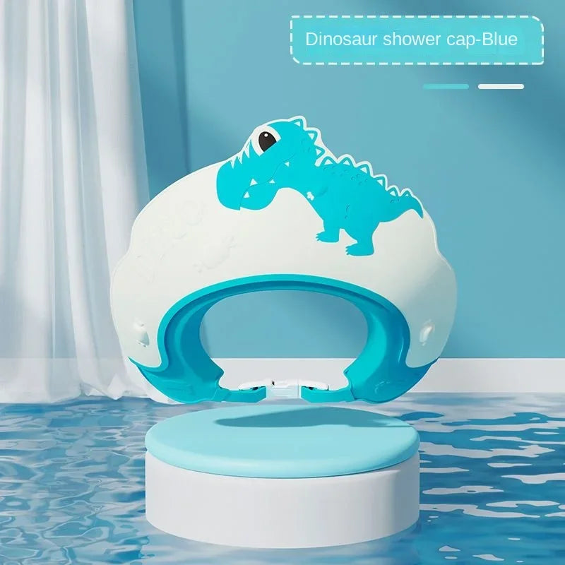 "🦖 Transforme o Banho do Seu Pequeno em uma Aventura Divertida com o Chapéu de Banho Dinossauro Ajustável! 🛁"