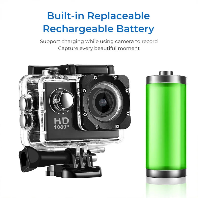 Portable 4K Action Cameras Waterproof Camera with Remote Control Outdoor Cycling Record HD Digital Cameras Photography Cam